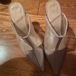 Mesh Nude Zara Clear Heeled Mules.